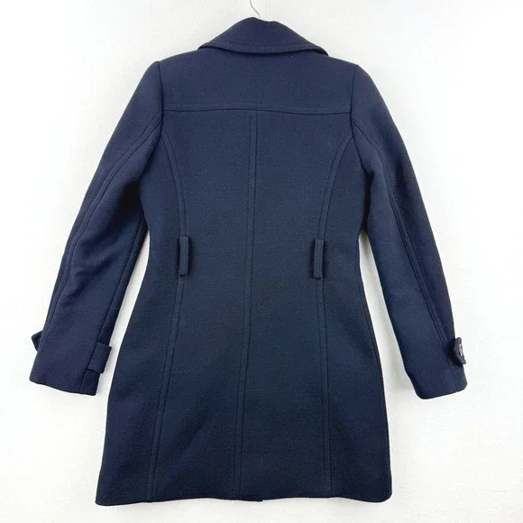 J.Crew Italian Double Cloth Wool Blend Car Coat Size‎ 2 Navy Blue Jacket Women - Picture 5 of 8